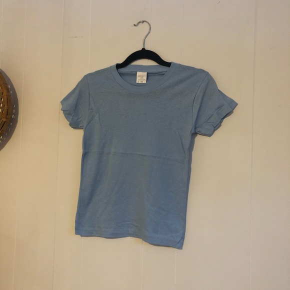 POWDER BLUE COTTON TEE - Picture 1 of 2
